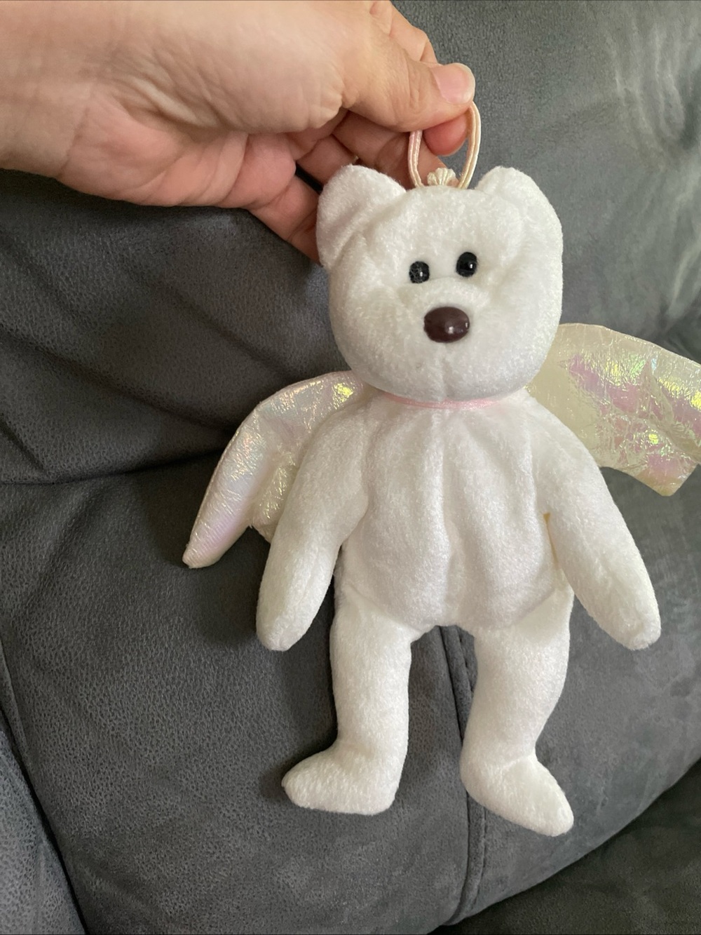 Ty Beanie Babies Halo White Angel Bear Plush with Wings Vintage 1998